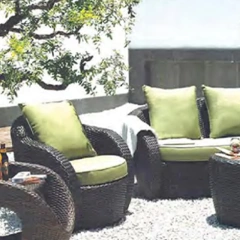 Chic Dark Brown Rattan Outdoor Sofa Set with Lime Green Accents and Glass Top Coffee Table,Chic Dark Brown Rattan Outdoor Sofa Set with Lime Green Accents and Glass Top Coffee Table
