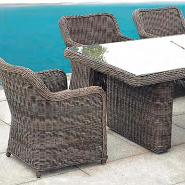 Stylish Dark Brown Wicker Outdoor Dining Set with Glass Top Table and Comfortable Backrest Chairs,Stylish Dark Brown Wicker Outdoor Dining Set with Glass Top Table and Comfortable Backrest Chairs