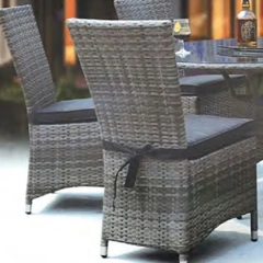 Refined Dark Wicker Outdoor Dining Set with Glass Top Table and Plush Cushion Chairs for Backyard,Refined Dark Wicker Outdoor Dining Set with Glass Top Table and Plush Cushion Chairs for Backyard