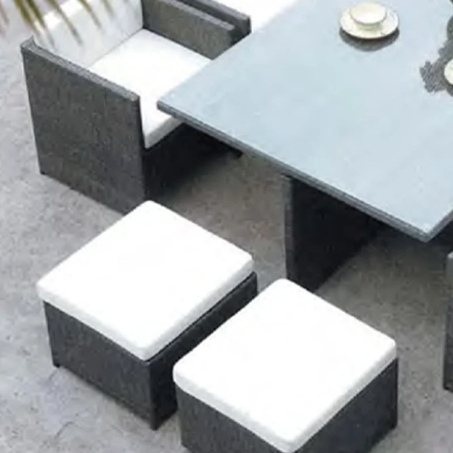 Modern Dark Wicker Outdoor Table and Chair Set with Glass Top and Plush Cushion Chairs for Patio,Modern Dark Wicker Outdoor Table and Chair Set with Glass Top and Plush Cushion Chairs for Patio