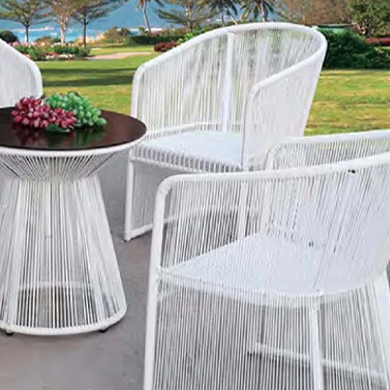 Chic White Wicker Outdoor Table and Chair Set with Glass Top and Stylish Design for Garden,Chic White Wicker Outdoor Table and Chair Set with Glass Top and Stylish Design for Garden
