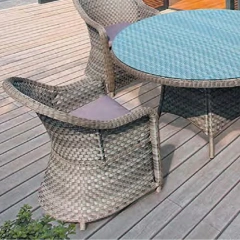 Elegant Natural Rattan Outdoor Dining Set with Glass Top Table and Comfortable Backrest Chairs for Garden,Elegant Natural Rattan Outdoor Dining Set with Glass Top Table and Comfortable Backrest Chairs for Garden
