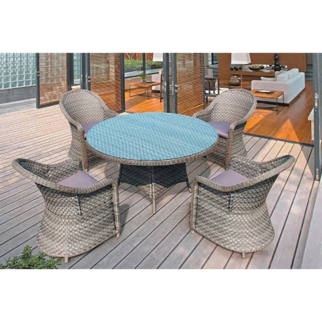 Elegant Natural Rattan Outdoor Dining Set with Glass Top Table and Comfortable Backrest Chairs for Garden,Elegant Natural Rattan Outdoor Dining Set with Glass Top Table and Comfortable Backrest Chairs for Garden