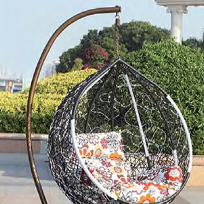 Stylish Black Rattan Outdoor Swing Chair with Vibrant Floral Cushions for Garden Relaxation,Stylish Black Rattan Outdoor Swing Chair with Vibrant Floral Cushions for Garden Relaxation