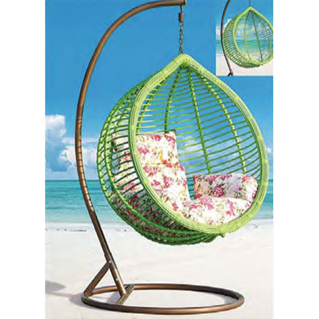 Relaxing Oceanside Rattan Swing Chair with Floral Cushions for Serene Backyard Oasis,Relaxing Oceanside Rattan Swing Chair with Floral Cushions for Serene Backyard Oasis