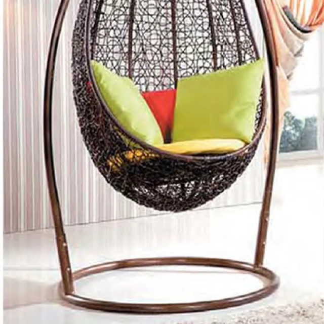 Chic Dark Rattan Egg Swing Chair with Colorful Cushions for Indoor Serenity,Chic Dark Rattan Egg Swing Chair with Colorful Cushions for Indoor Serenity