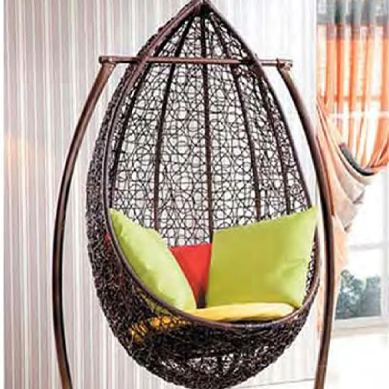 Chic Dark Rattan Egg Swing Chair with Colorful Cushions for Indoor Serenity,Chic Dark Rattan Egg Swing Chair with Colorful Cushions for Indoor Serenity