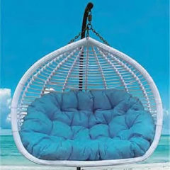Soothing Ocean Blue Rattan Swing Chair with Plush Cushion for Coastal Relaxation,Soothing Ocean Blue Rattan Swing Chair with Plush Cushion for Coastal Relaxation