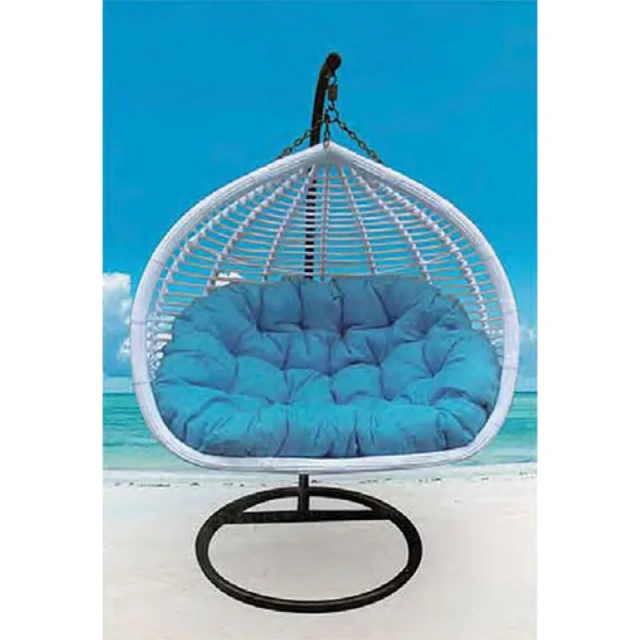 Soothing Ocean Blue Rattan Swing Chair with Plush Cushion for Coastal Relaxation,Soothing Ocean Blue Rattan Swing Chair with Plush Cushion for Coastal Relaxation