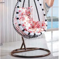 Stylish Indoor-Outdoor Wicker Swing Chair with Floral Cushion for Comfortable Relaxation,Stylish Indoor-Outdoor Wicker Swing Chair with Floral Cushion for Comfortable Relaxation