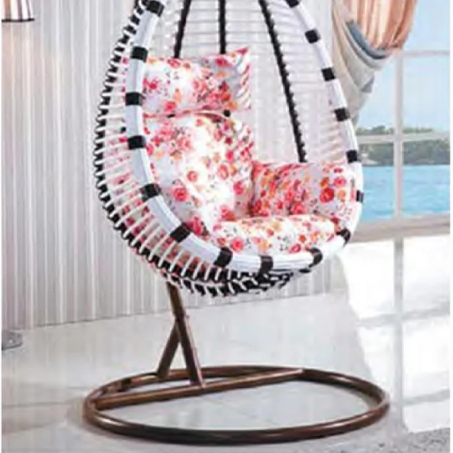 Stylish Indoor-Outdoor Wicker Swing Chair with Floral Cushion for Comfortable Relaxation,Stylish Indoor-Outdoor Wicker Swing Chair with Floral Cushion for Comfortable Relaxation