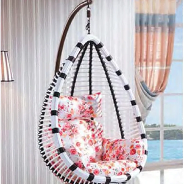 Stylish Indoor-Outdoor Wicker Swing Chair with Floral Cushion for Comfortable Relaxation,Stylish Indoor-Outdoor Wicker Swing Chair with Floral Cushion for Comfortable Relaxation