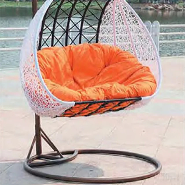 Vibrant Orange Cushioned White Rattan Swing Chair for Outdoor Leisure and Comfort,Vibrant Orange Cushioned White Rattan Swing Chair for Outdoor Leisure and Comfort