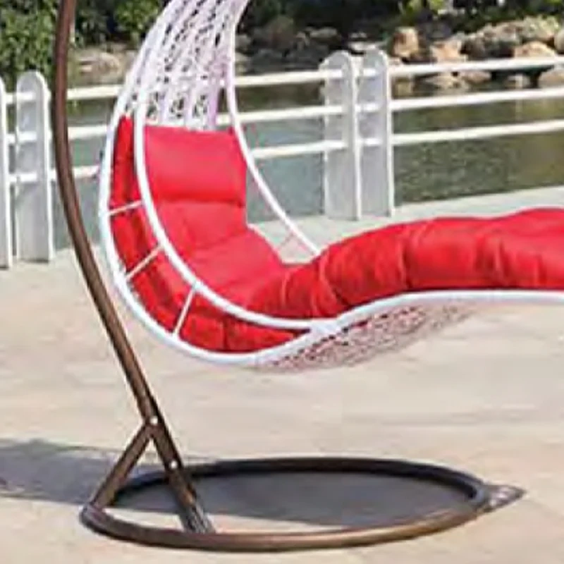 Vibrant Red Cushioned White Rattan Swing Chair for Relaxing Outdoor Spaces,Vibrant Red Cushioned White Rattan Swing Chair for Relaxing Outdoor Spaces
