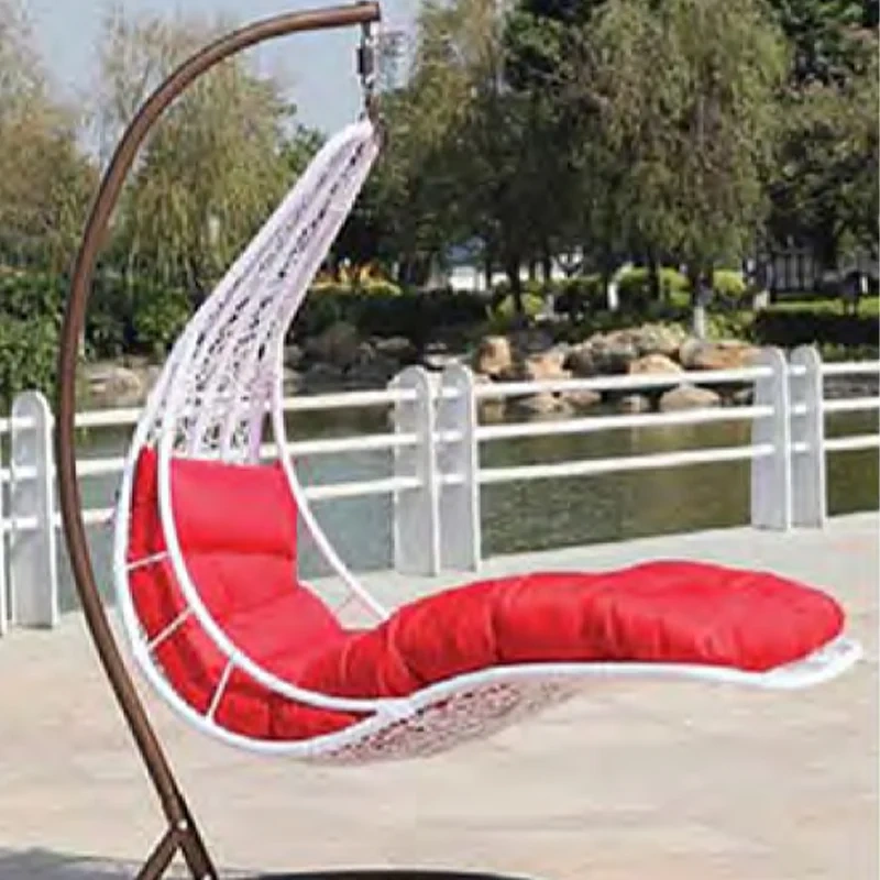 Vibrant Red Cushioned White Rattan Swing Chair for Relaxing Outdoor Spaces,Vibrant Red Cushioned White Rattan Swing Chair for Relaxing Outdoor Spaces