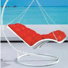 Sleek Modern Steel Swing Chair with Bold Red Cushion for Coastal Relaxation,Sleek Modern Steel Swing Chair with Bold Red Cushion for Coastal Relaxation
