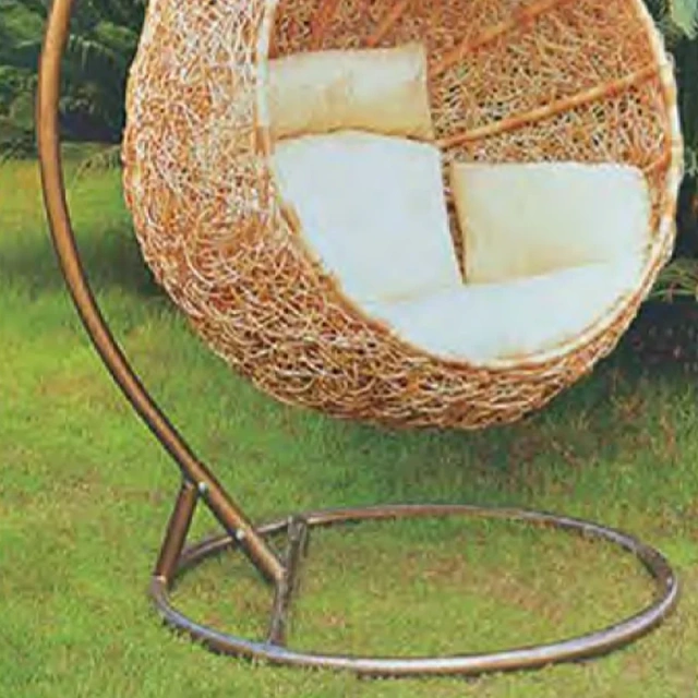 Cozy Brown Rattan Swing Chair with Comfortable White Cushion for Backyard Bliss,Cozy Brown Rattan Swing Chair with Comfortable White Cushion for Backyard Bliss