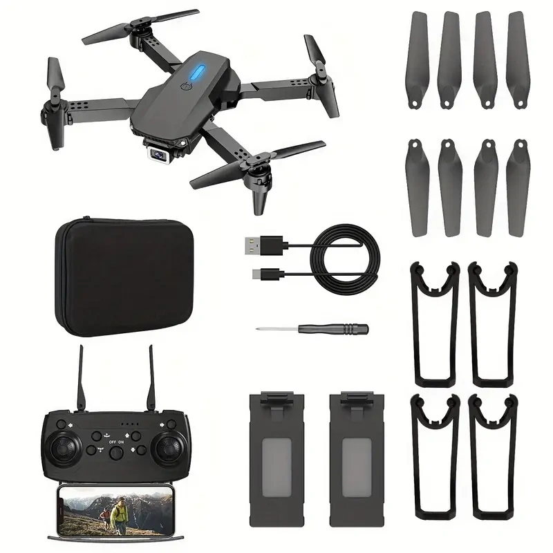 E88 Dual-camera Drone, Entry-level Remote-controlled Drone, Four-axis Foldable