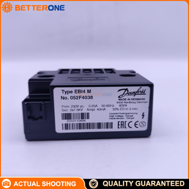 Danfoss 052F4038 EBI4 M Electronic Ignition Unit 230 VAC 50/60 Hz 2 × 7.5 kV 40 mA 33% ED, IP40