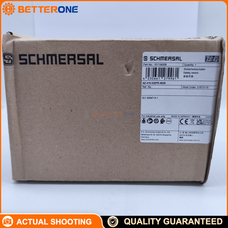 Schmersal 101134308 AZ 415-33ZPK-9025 Safety Switch with Separate Actuator, Metal Housing, IP67, Adjustable Ball Latch 80–400 N, 2×M20
