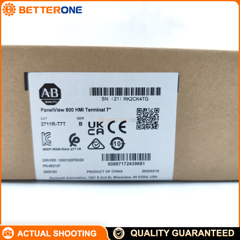 Allen-Bradley 2711R-T7T PanelView 800 HMI Terminal 7" Touch 800×480 24 VDC Ethernet + RS-232/RS-422/485 USB & microSD 256 MB