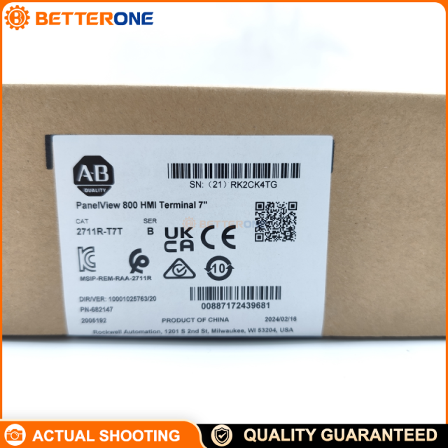 Allen-Bradley 2711R-T7T PanelView 800 HMI Terminal 7" Touch 800×480 24 VDC Ethernet + RS-232/RS-422/485 USB & microSD 256 MB