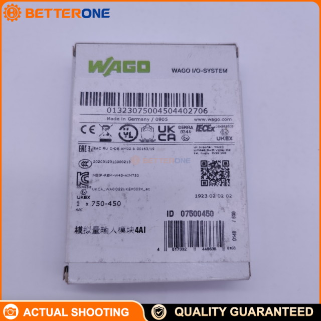 WAGO 750-450 4-Channel Analog Input Module Resistance Measurement for Pt/Ni RTD & Potentiometer Configurable 2/3/4-Wire