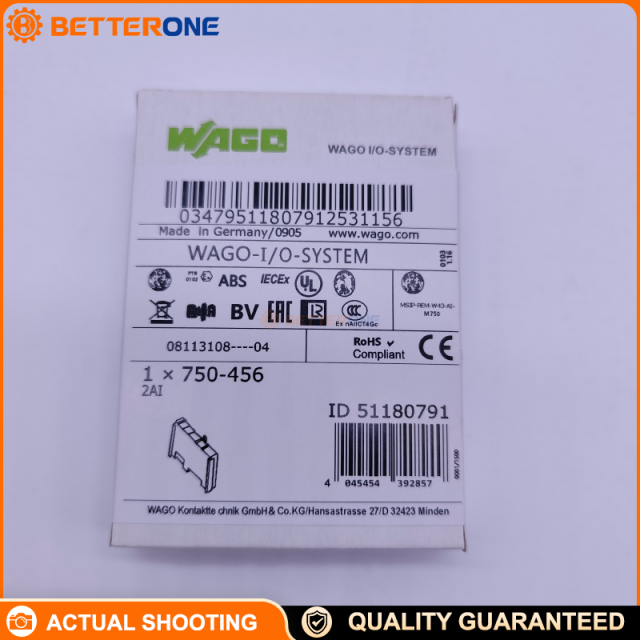 WAGO 750-456 2-Channel Analog Input Module ±10 VDC Differential Input 12-Bit Galvanically Isolated (I/O System 750)