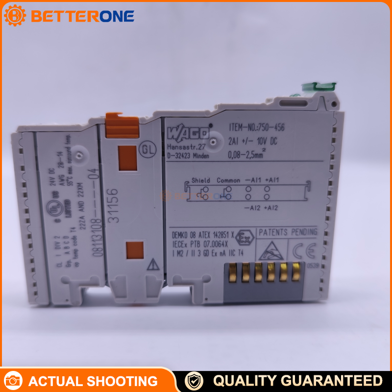 WAGO 750-456 2-Channel Analog Input Module ±10 VDC Differential Input 12-Bit Galvanically Isolated (I/O System 750)