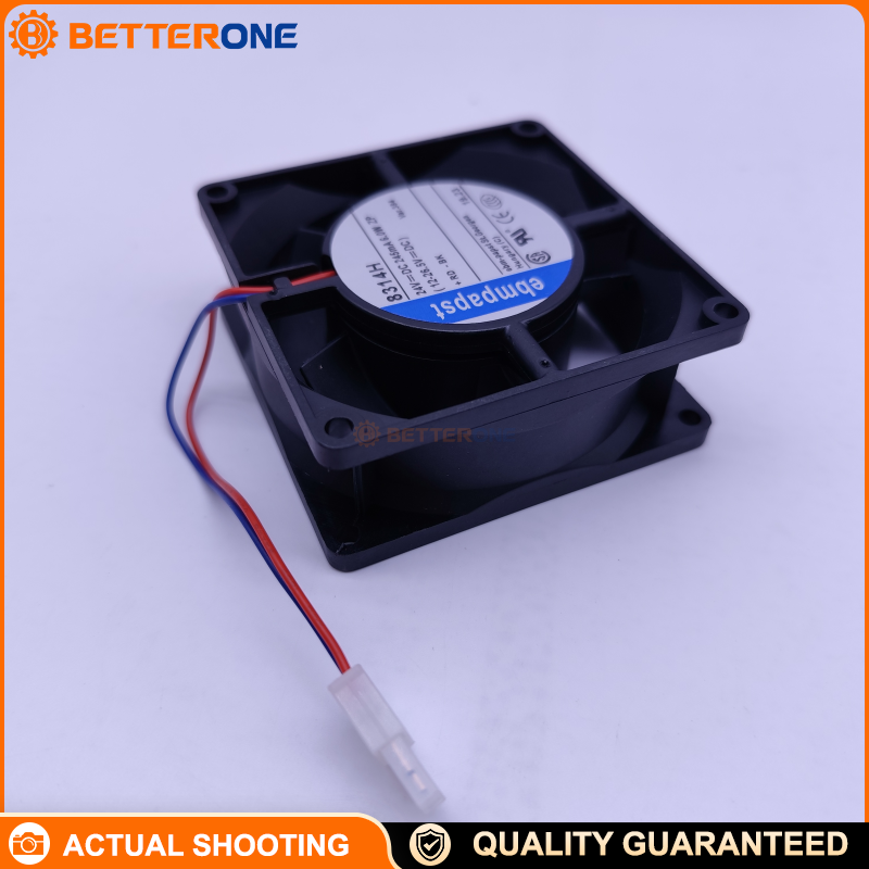 ebm-papst 8314H DC Axial Cooling Fan, 80×80×32mm 24 VDC (12–28 V) 5000 RPM 80 m³/h (47.1 CFM) 6 W Ball Bearing 2-Wire Leads