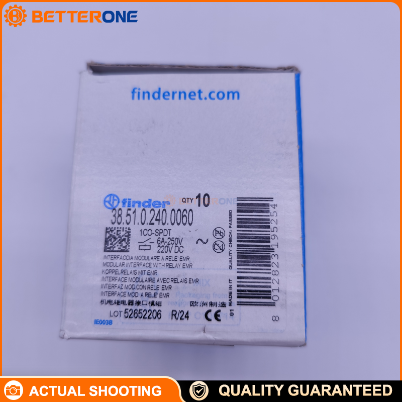 Finder 38.51.0.240.0060 Interface Relay Module SPDT (1CO) 6 A 220 VDC Coil DIN-Rail Mount Screw Terminals