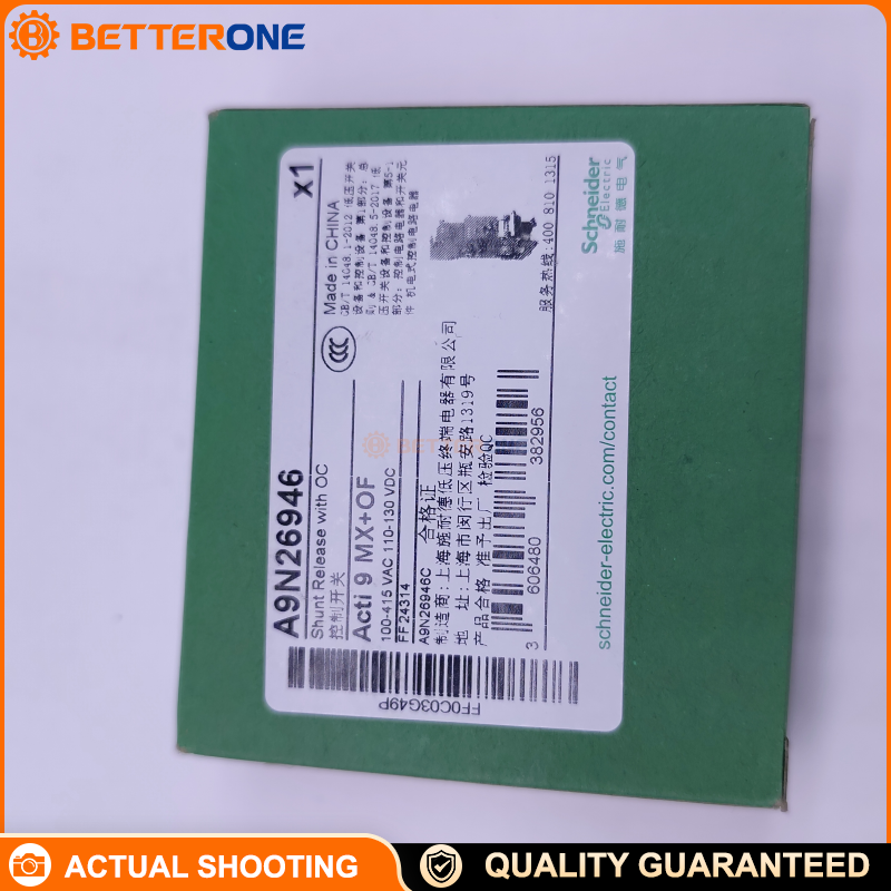 Schneider Electric Acti9 A9N26946 MX+OF Shunt Trip Release, 1 C/O (OF), 100–415 VAC 50/60 Hz / 110–130 VDC, 2 Modules (18 mm)