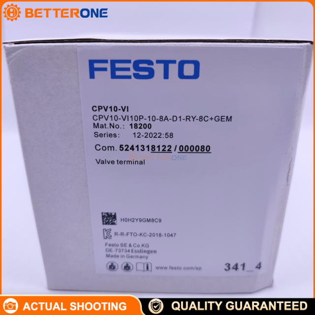 Festo CPV10-VI10P-10-8A-D1-RY-8C-GEM Valve Terminal (CPV10-VI), Type 10, 8-Station Manifold, 24 VDC, IP65, 400 L/min, -0.9…10 bar