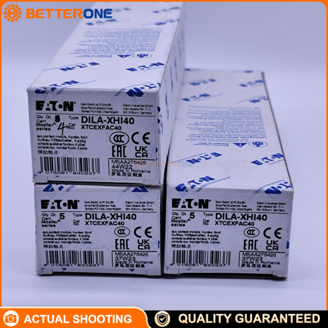 Eaton Moeller DILA-XHI40 Auxiliary Contact Module, 4NO, Ith 16A, Front Mount, Screw Terminals, for DILA / DILM7–DILM38