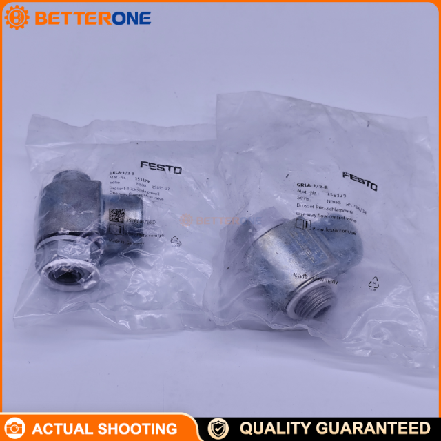 Festo GRLA-1/2-B One-Way Flow Control Valve (Exhaust Air Throttle Check), G1/2, 0.3–10 bar, 2100 l/min, -10…60°C
