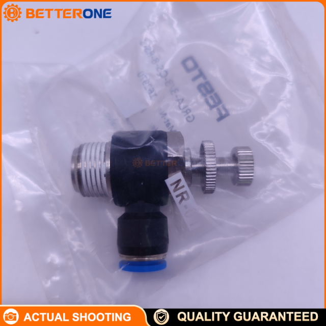 Festo GRLA-3/8-QS-8-RS-B One-Way Flow Control Valve (Exhaust Air Throttle Check), QS-8 to G3/8, 0.2–10 bar, 650 l/min