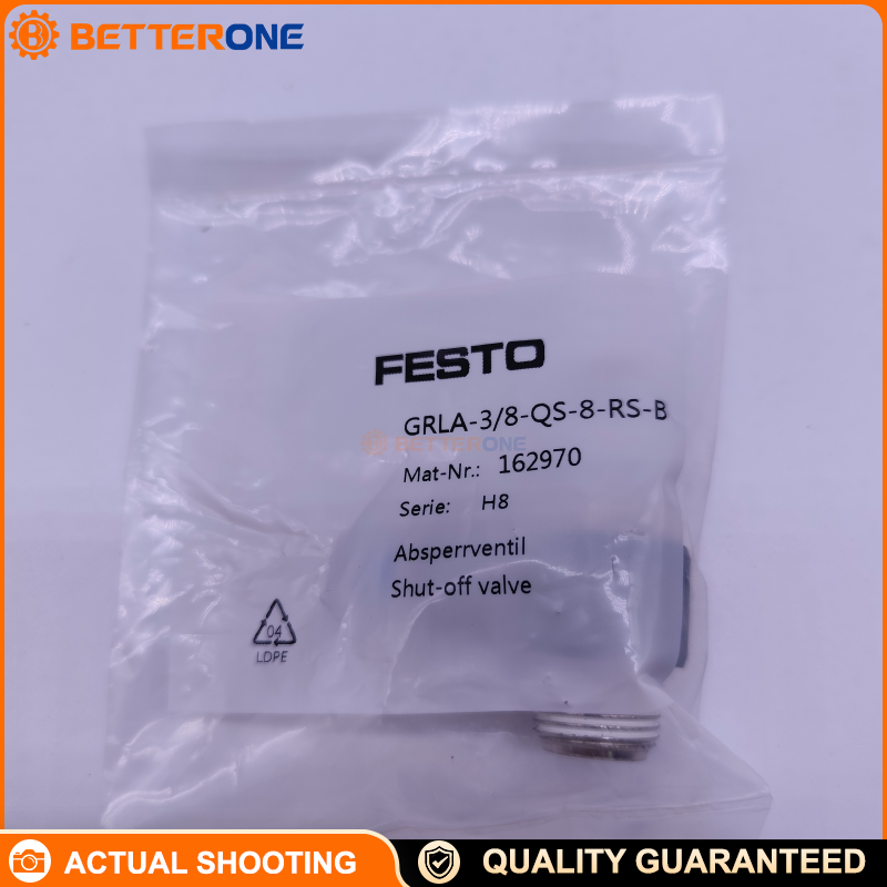 Festo GRLA-3/8-QS-8-RS-B One-Way Flow Control Valve (Exhaust Air Throttle Check), QS-8 to G3/8, 0.2–10 bar, 650 l/min