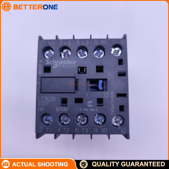 Schneider Electric TeSys K LC1K0610B7 IEC Contactor, 3-Pole (3NO), AC-3 6A ≤440V, 2.2kW @ 400V, 24 VAC 50/60Hz Coil, 1NO Aux, 690VAC