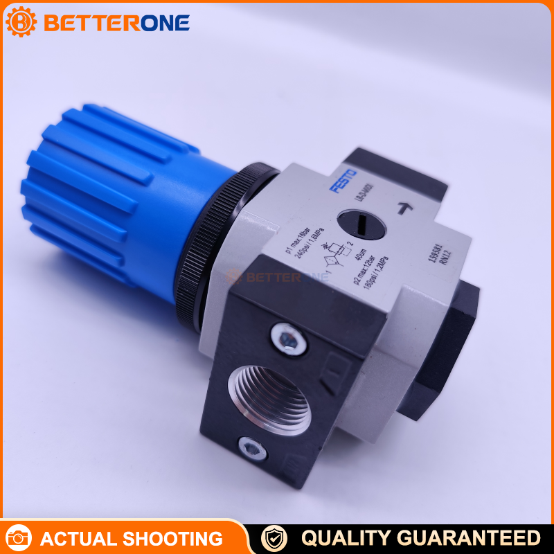 Festo LR-1/2-D-MIDI Pressure Regulator (159581), G1/2, 0–16 bar, 0.5–12 bar Regulating Range, 3500 L/min (DIN 1343), With Pressure Gauge