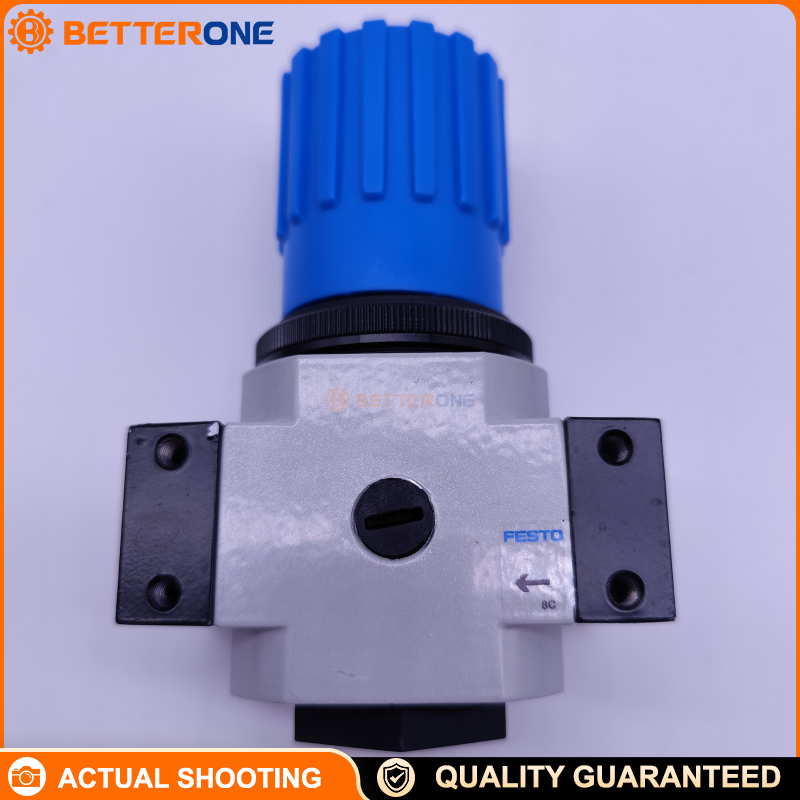 Festo LR-1/4-D-MIDI Pressure Regulator (186451), G1/4, 0–16 bar, 0.5–12 bar Regulating Range, 2100 L/min (DIN 1343), With Pressure Gauge