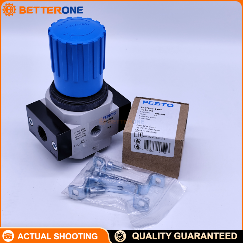 Festo LR-3/8-D-I-MIDI Pressure Regulator (192312), G3/8, 0–16 bar, 0.5–12 bar Regulating Range, 3200 l/min (DIN 1343), With Pressure Gauge, Lockable Rotary Knob