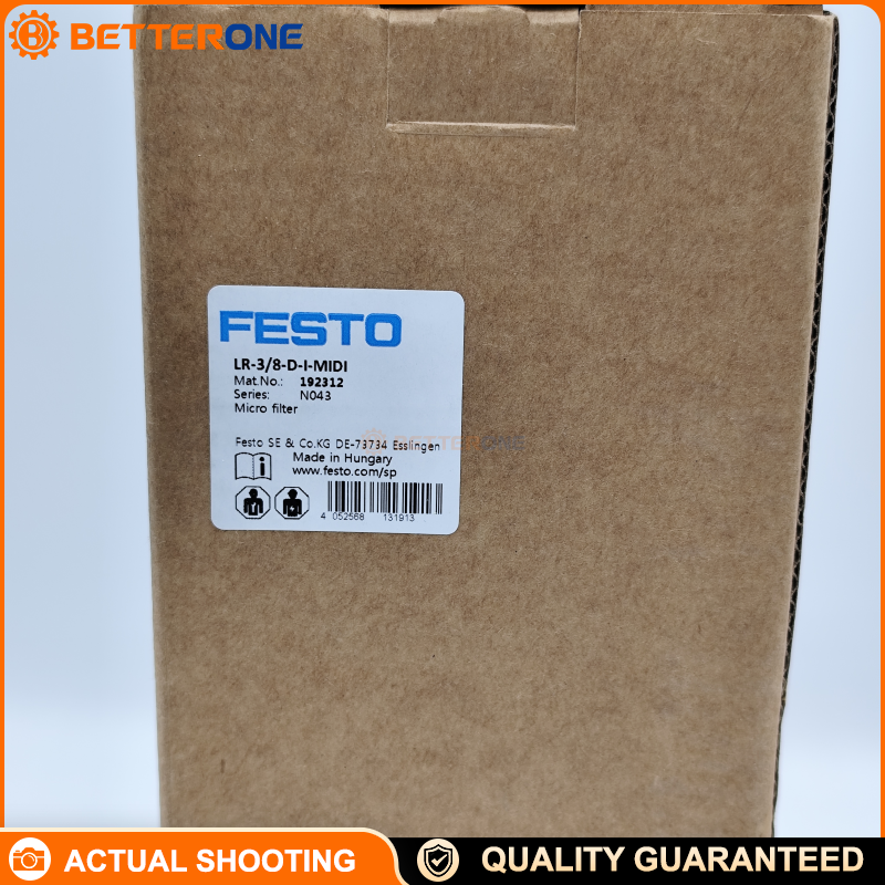 Festo LR-3/8-D-I-MIDI Pressure Regulator (192312), G3/8, 0–16 bar, 0.5–12 bar Regulating Range, 3200 l/min (DIN 1343), With Pressure Gauge, Lockable Rotary Knob