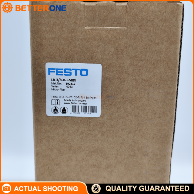 Festo LR-3/8-D-I-MIDI Pressure Regulator (192312), G3/8, 0–16 bar, 0.5–12 bar Regulating Range, 3200 l/min (DIN 1343), With Pressure Gauge, Lockable Rotary Knob