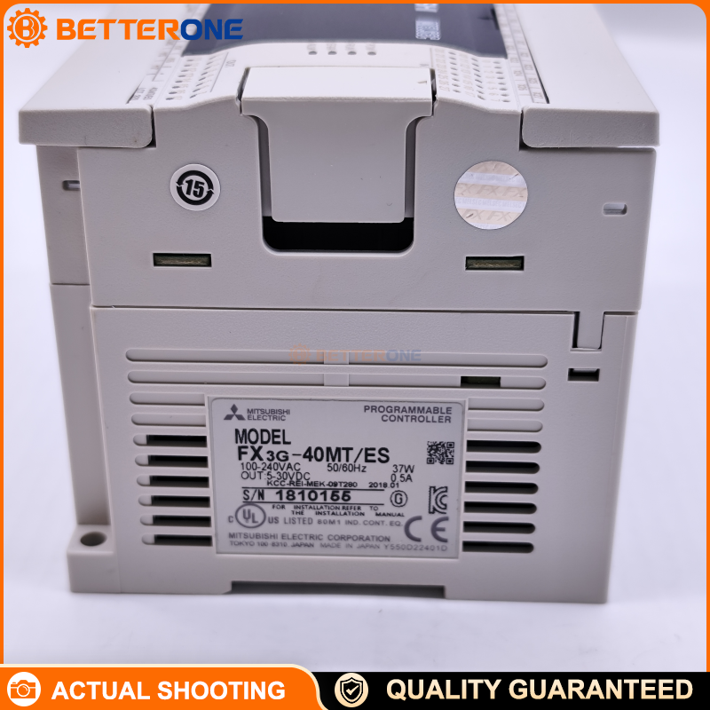 Mitsubishi MELSEC-F FX3G-40MT/ES PLC CPU Base Unit, 40 I/O (24DI + 16DO Transistor SINK), AC100–240V, 32K Steps EEPROM, USB, RS-422, 37W, IP10