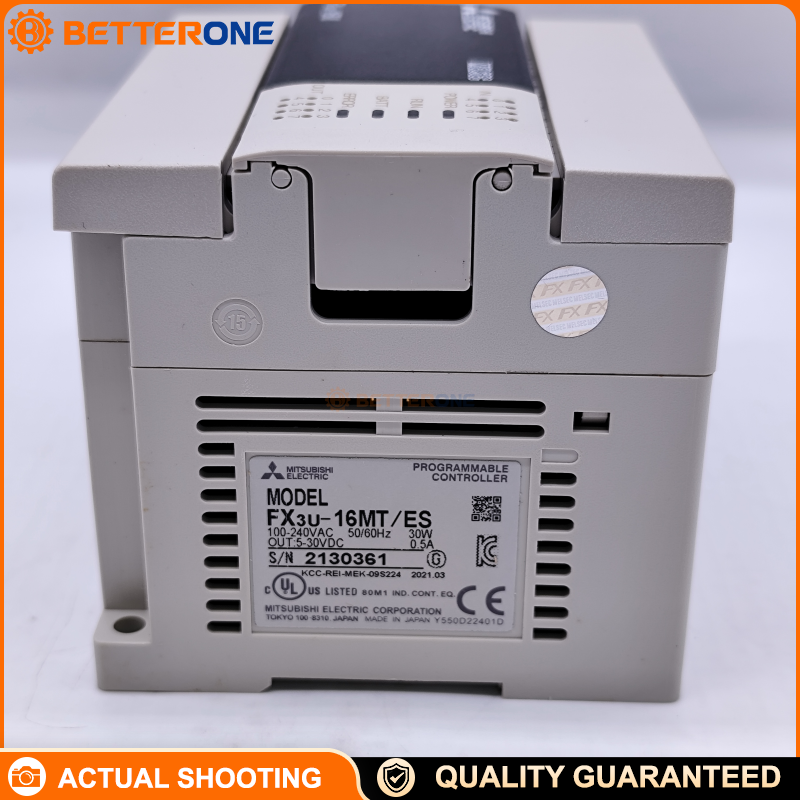 Mitsubishi MELSEC-F FX3U-16MT/ES PLC CPU Base Unit, 16 I/O (8DI 24VDC + 8DO Transistor SINK), AC100–240V, 64K Steps, Fixed Terminal Block