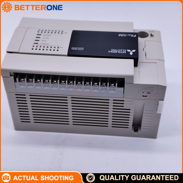 Mitsubishi MELSEC-F FX3U-32MT/ESS PLC CPU Base Unit, 32 I/O (16DI 24VDC + 16DO Transistor SOURCE), AC100–240V, 64K Steps, Removable Terminal Block, RS-422