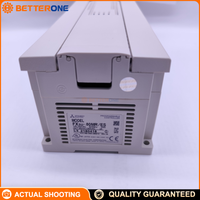 Mitsubishi MELSEC-F FX3U-80MR/ES PLC CPU Base Unit, 80 I/O (40 DI 24VDC + 40 DO Relay), AC100–240V, 64K Steps Program Memory, Removable Terminal Block