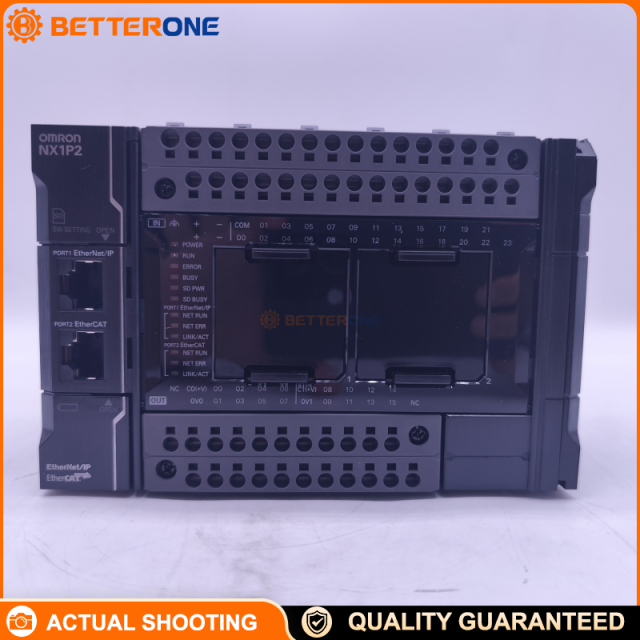 OMRON Sysmac NX1P2-1040DT1 PLC CPU Unit, 40 I/O (24DI + 16DO Transistor PNP), 1.5MB Program, EtherCAT (2 Sync Axes/4 PTP/16 Nodes), EtherNet/IP, 2ms Cycle