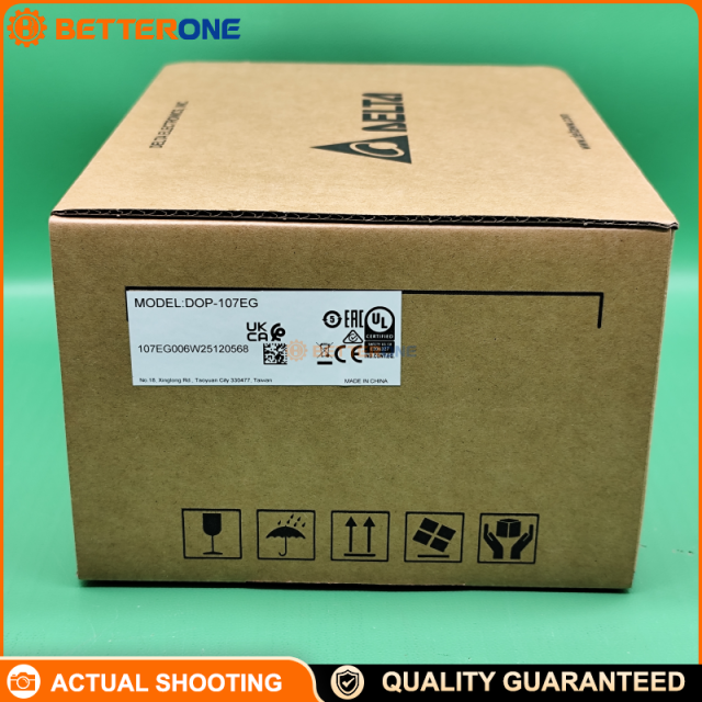 Delta DOP-107EG 7" Ethernet HMI Touch Panel, 800×600 TFT LCD, 10/100Mbps LAN, USB Host/Slave, RS-232/RS-485/RS-422 (COM1/COM2/COM3), SD Card, 24VDC (±15%), IP65/NEMA4/Type 4X Front