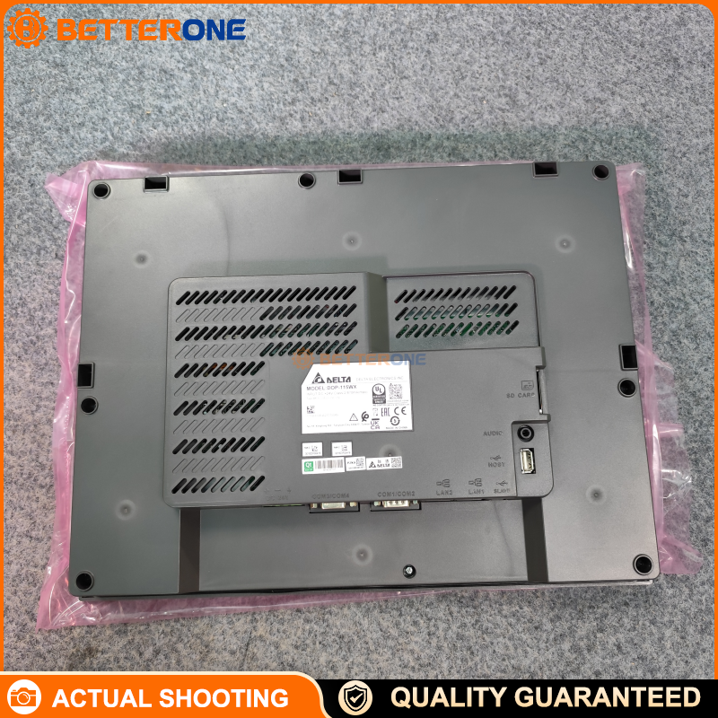 Delta DOP-115WX 15" Advanced HMI Touch Panel, 1024×768 XGA TFT LCD, Dual Core 1GHz, 8GB ROM + 1GB RAM, Dual Ethernet (1×1000Mbps + 1×100Mbps), 4×COM Ports (RS-232/RS-485/RS-422), USB Host/Client, SD Card, 24VDC ±15%, IP65/NEMA4/Type 4X Front